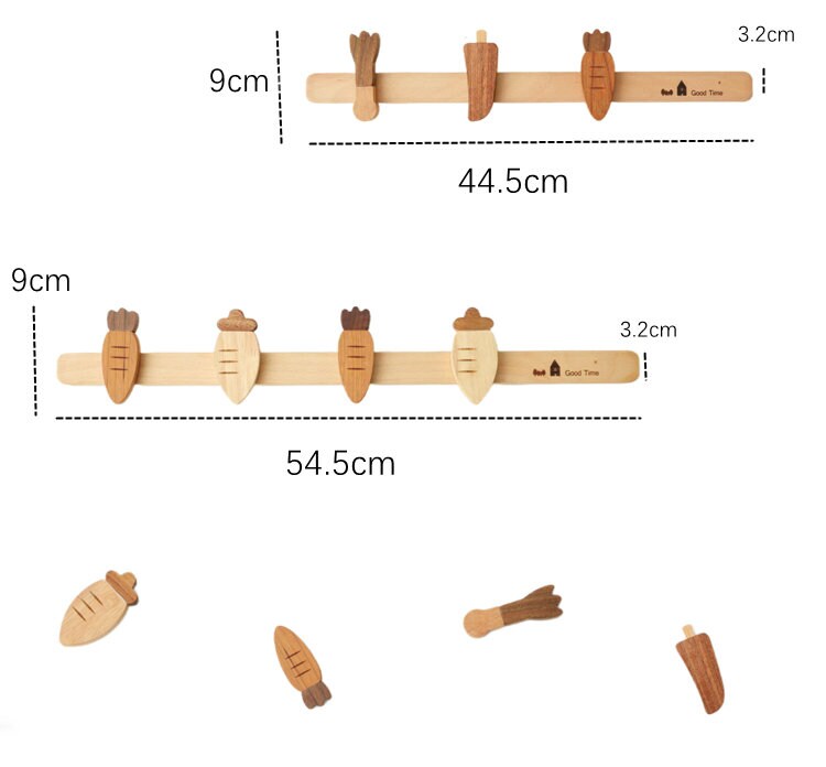 Natural wood Wall Hooks, Nordic Nursery Wall Decor, Cute vegetable wall hook for kids, Wood bag Hooks, Towel Wall Hook Coat Hangers Rack