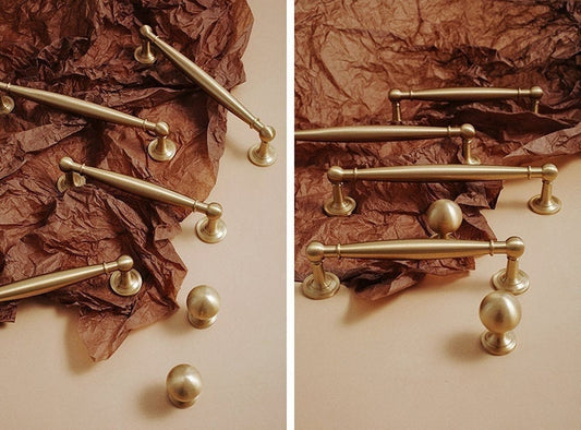 Satin Brass Door Handles Cabinet Dresser Handles Pull Modern Brass Drawer Pulls Knobs Handles Wardrobe Knobs handle Furniture Hardware
