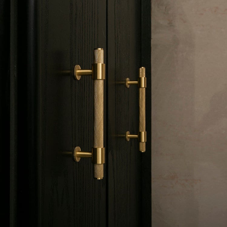 Satin Brass Door Handles, Knurled texture Cabinet Handles Pull, Modern Brass Drawer Pulls Knobs Handles Wardrobe handle, Furniture Hardware