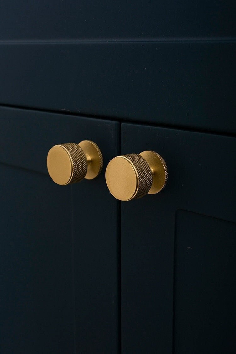 Satin Brass Door Handles, Knurled texture Cabinet Handles Pull, Modern Brass Drawer Pulls Knobs Handles Wardrobe handle, Furniture Hardware