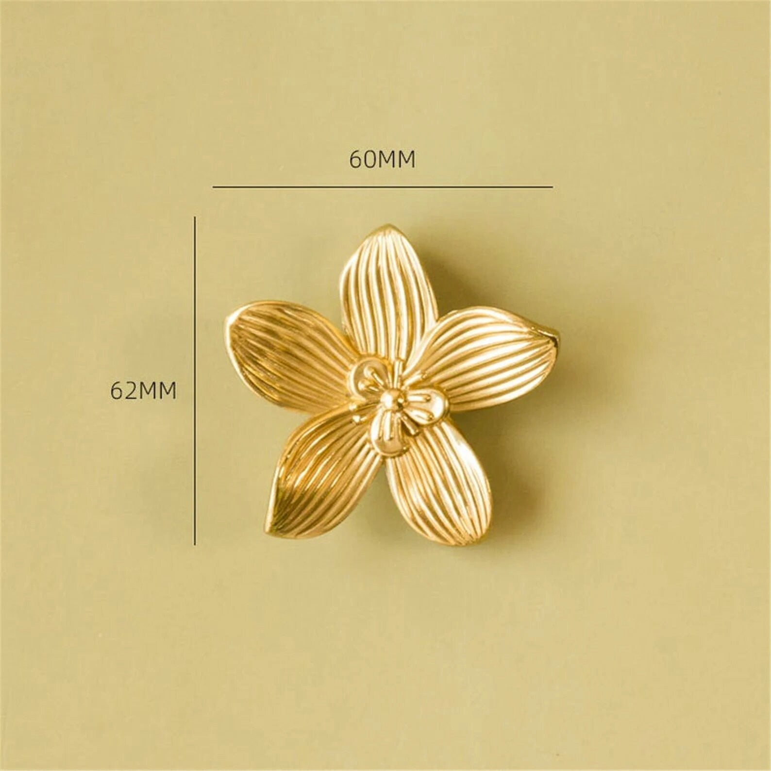 Bright Gold Flower Cabinet Door Handles Pull, Brass Flower Drawer Pulls Knobs Handles, Wardrobe Knobs handle, Home deco, Furniture Hardware
