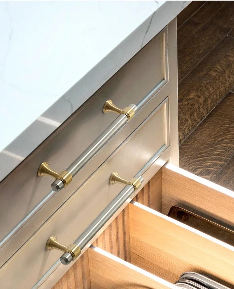 Elegant Golden grey Cabinet Pulls Knob Brushed brass Drawer Pulls Knobs Handles Gold Dresser,Wardrobe Knobs handle Modern Furniture Hardware