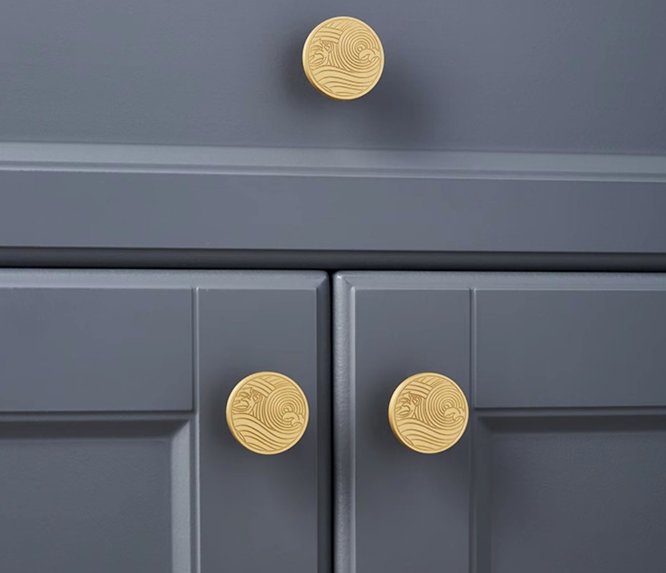 Waves Cylindrical Cabinet handles Pulls, Brass Drawer Drop Knobs Pulls Handles, Golden Dresser Knobs handle Wardrobe knob Furniture Hardware