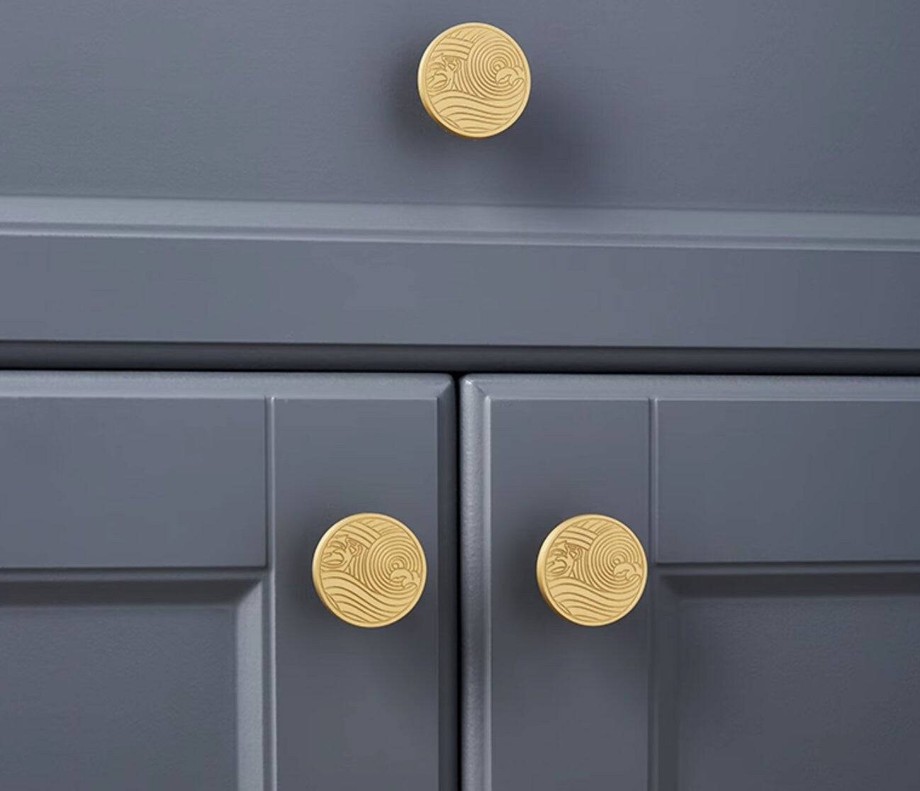 Brass engraved Drawer handles Pulls Waves Cabinet Drop Knobs Pulls Handles Golden Dresser Knobs handle Wardrobe knob Furniture Hardware