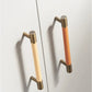 Hand-stitched leather Drawer handles, Antique Brass Cowhide Cabinet Handles Pull, Dresser handle Pull Knobs Wardrobe handle Cabinet Hardware
