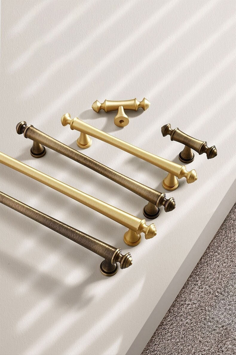 Antique Brass Cabinet Handles Pull Satin Brass Door Handles Gold Crown Drawer Pulls Knobs Handles Dresser Knobs handle Wardrobe handle pull