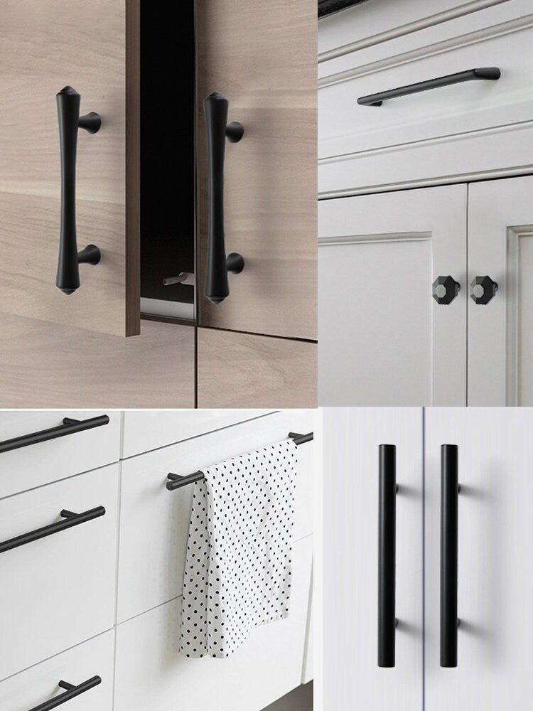 Minimalist Black Drawer Pulls Handle knob Modern Cabinet Dresser Pulls Knobs Handles Kitchen Handle pull Wardrobe handle Furniture Hardware