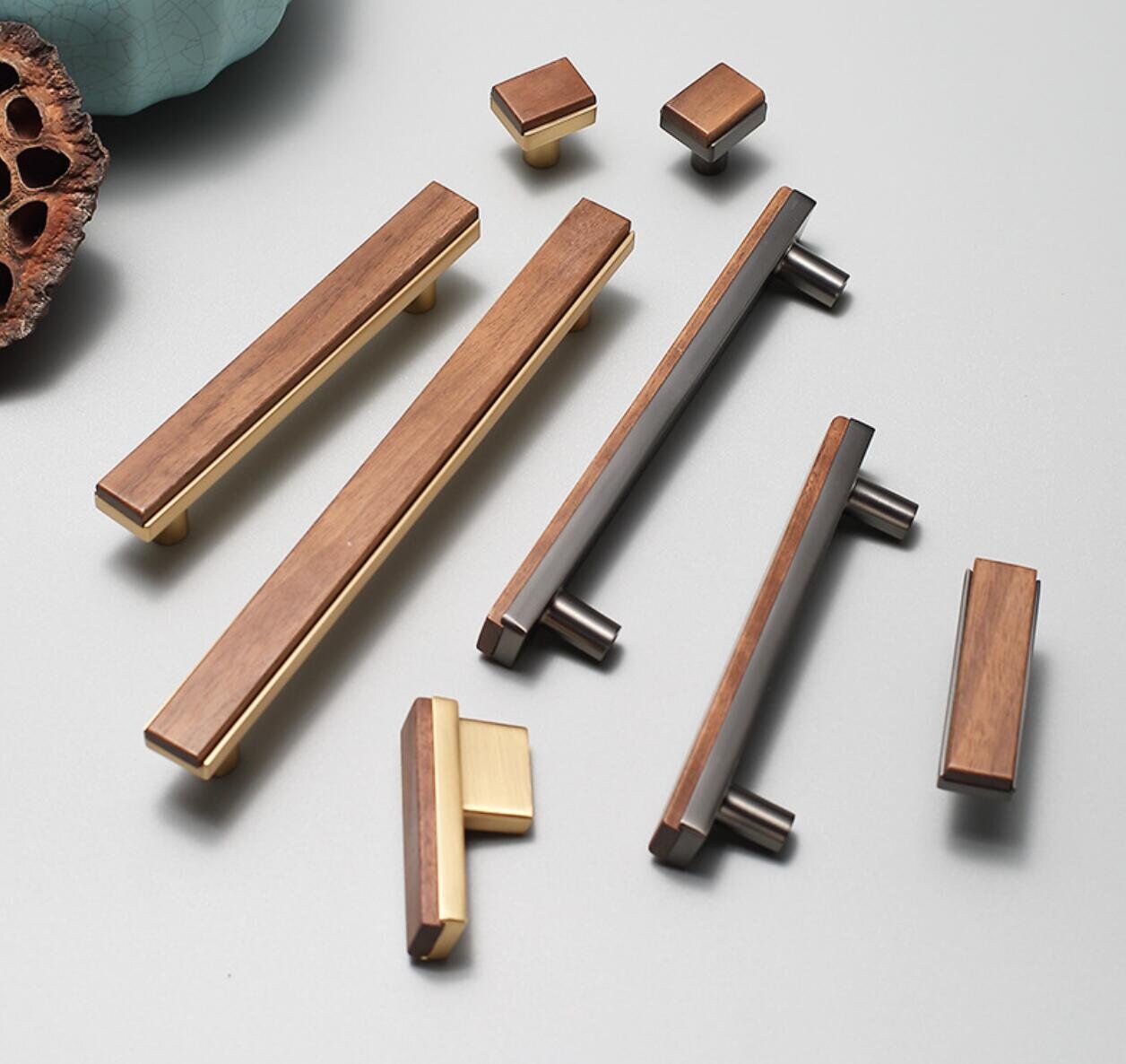 Flat Walnut Cabinet handles pulls, wood Drawer Dresser handles pull, wardrobe handle pull, Kitchen pull knob, wood handle,Furniture hardware
