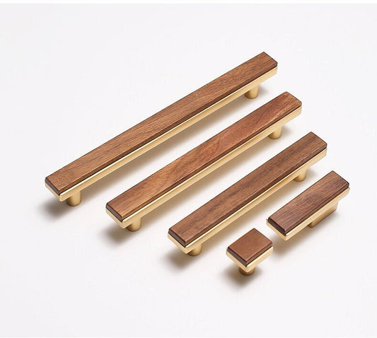 Flat Walnut Cabinet handles pulls, wood Drawer Dresser handles pull, wardrobe handle pull, Kitchen pull knob, wood handle,Furniture hardware