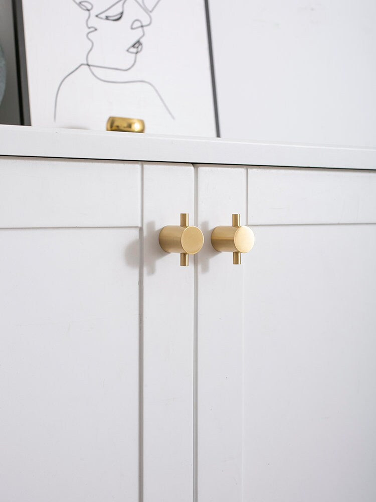 Cylindrical Brass Drawer pulls Golden Dresser Knobs Handles Cabinet Pulls Knobs Wardrobe handle pull Kitchen pull knob Furniture hardware