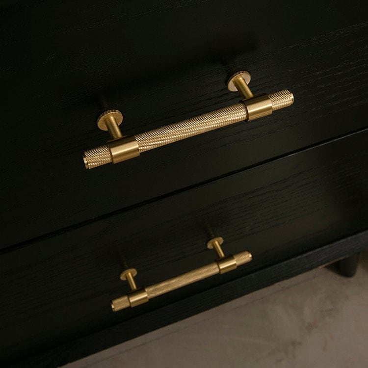 Satin Brass Door Handles, Knurled texture Cabinet Handles Pull, Modern Brass Drawer Pulls Knobs Handles Wardrobe handle, Furniture Hardware