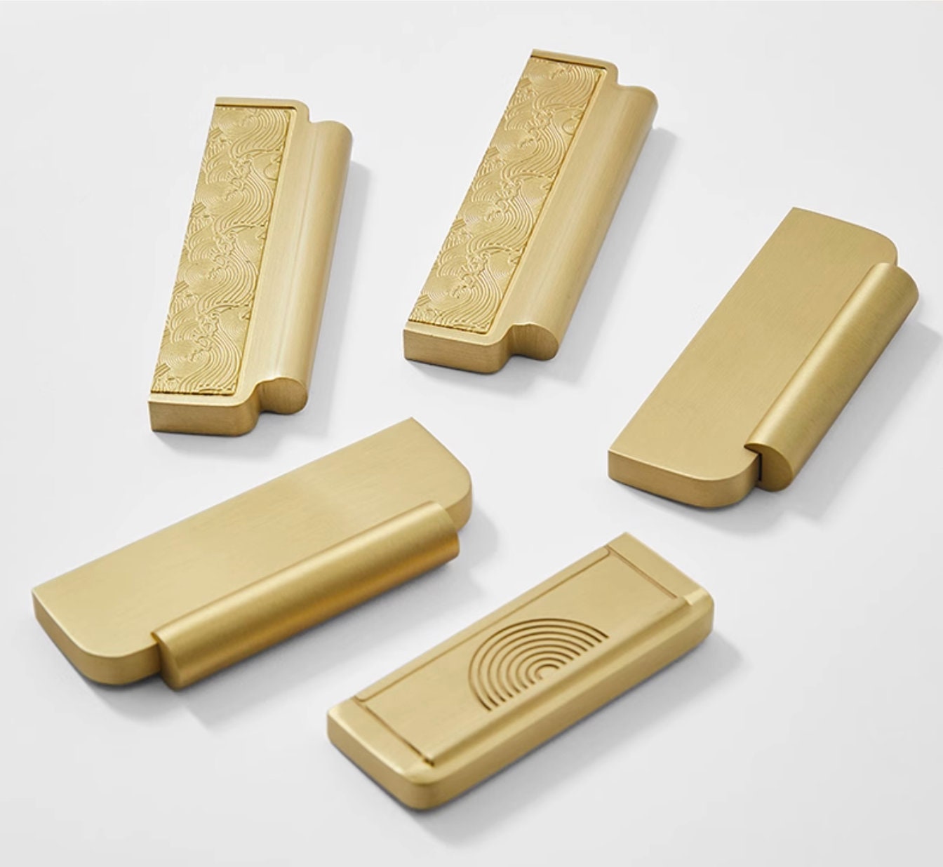 Waves Cylindrical Cabinet handles Pulls, Brass Drawer Drop Knobs Pulls Handles, Golden Dresser Knobs handle Wardrobe knob Furniture Hardware
