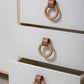 Wood circular cowhide Cabinet Pulls, Wood Leather Drawer Pulls Knobs leather Handles, Dresser Knobs handle, Nordic Furniture Hardware