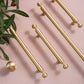 Satin Brass Door Handles, Minimalist Brass Drawer Pulls Knobs Handles, Cabinet Round Handles Pull, Wardrobe Knobs handle Furniture Hardware