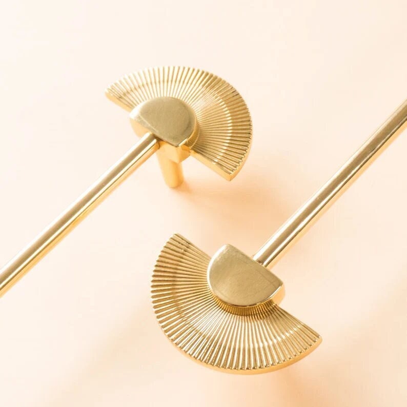 Golden Sunshine Drawer handle Pulls Knobs, Brass Dresser Knobs Handles, Semicircle Cabinet Kitchen Pulls Knobs, Furniture hardware