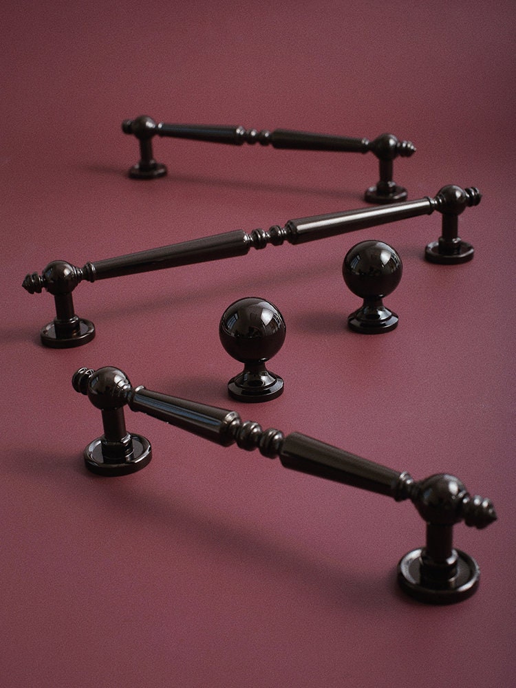 Glossy black Cabinet Handles Pull Door Handles Medieval Style Drawer Pulls Knobs Handles Dresser Knob handle wardrobe pull Cabinet Hardwares