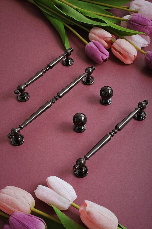 Glossy black Cabinet Handles Pull Door Handles Medieval Style Drawer Pulls Knobs Handles Dresser Knob handle wardrobe pull Cabinet Hardwares