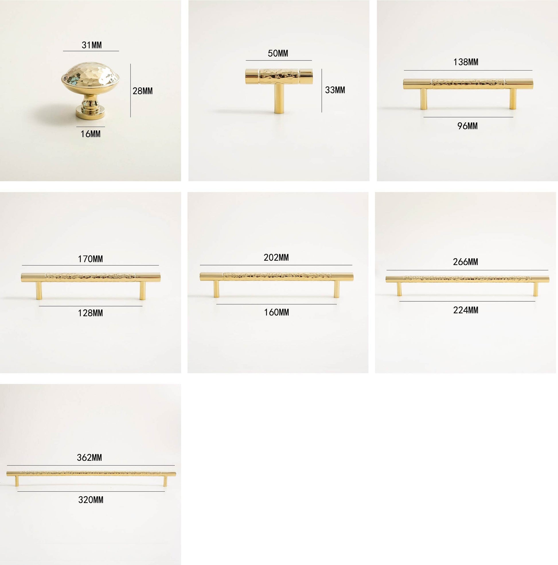 Stunning Hammered Drawer Pulls Knobs Handles, Brass Cabinet Handle Pulls, Bright gold Wardrobe Dresser Knobs handle Furniture Hardware