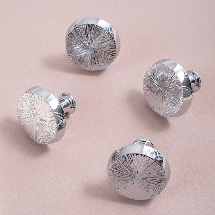 Silver Hammered Cabinet knob, Chrome Drawer Dresser round Knobs handle, Wardrobe Knob, Minimalist Pulls Knobs Handles,Cabinet Hardware