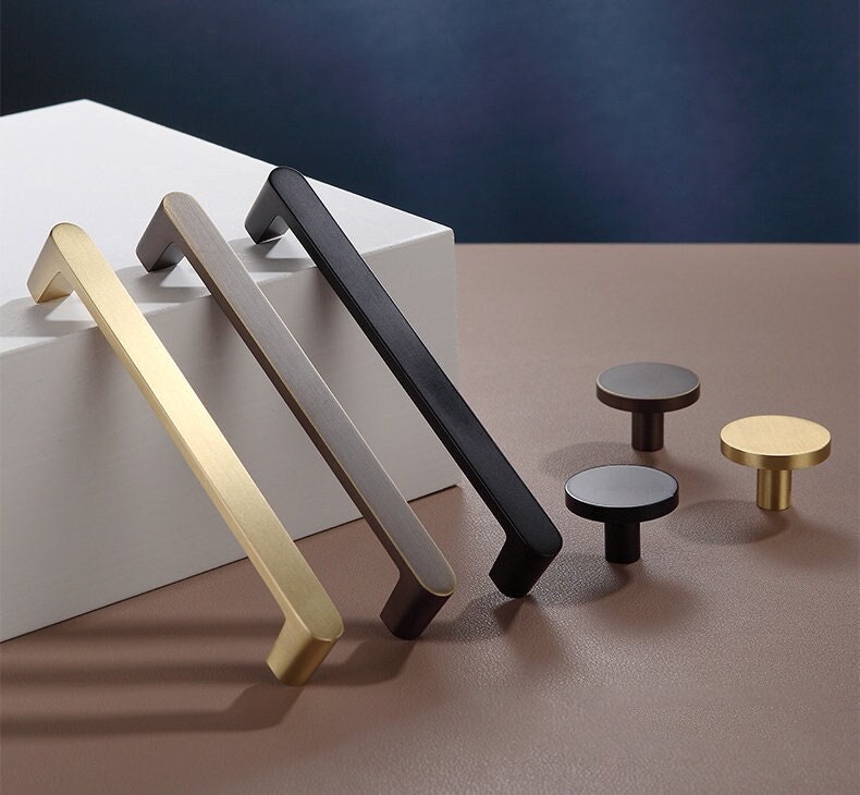 Bronze Black Gold Drawer Knobs Handles Cabinet Pulls Knobs, Minimalist Brass Dresser Handle pulls Wardrobe handle pulls Kitchen pull knob