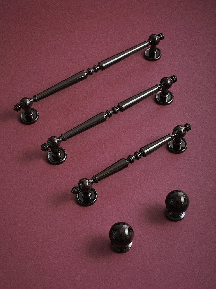 Glossy black Cabinet Handles Pull Door Handles Medieval Style Drawer Pulls Knobs Handles Dresser Knob handle wardrobe pull Cabinet Hardwares
