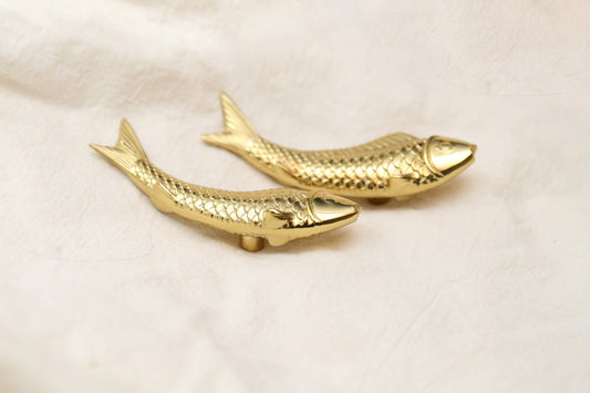 2PCS Golden Koi cabinet Knobs, art deco Furniture knobs, diy animal drawer pulls fish knob Wardrobe Cabinet Handle Knobs, furniture hardware