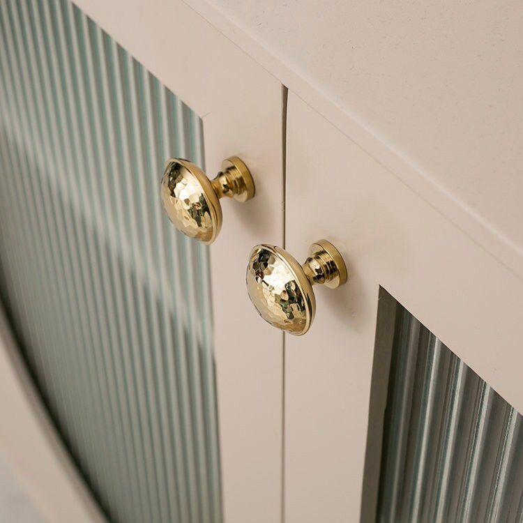Stunning Hammered Drawer Pulls Knobs Handles, Brass Cabinet Handle Pulls, Bright gold Wardrobe Dresser Knobs handle Furniture Hardware