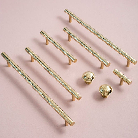Stunning Hammered Drawer Pulls Knobs Handles, Brass Cabinet Handle Pulls, Bright gold Wardrobe Dresser Knobs handle Furniture Hardware