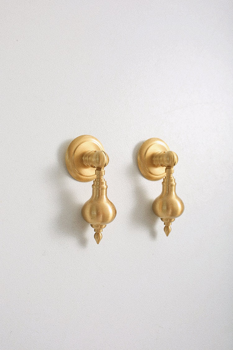 Brushed Brass Drop knobs, Gold Cabinet handle pull, DIY drawer dresser pulls, Furniture knobs, wardrobe Cabinet Knobs Furniture hardware