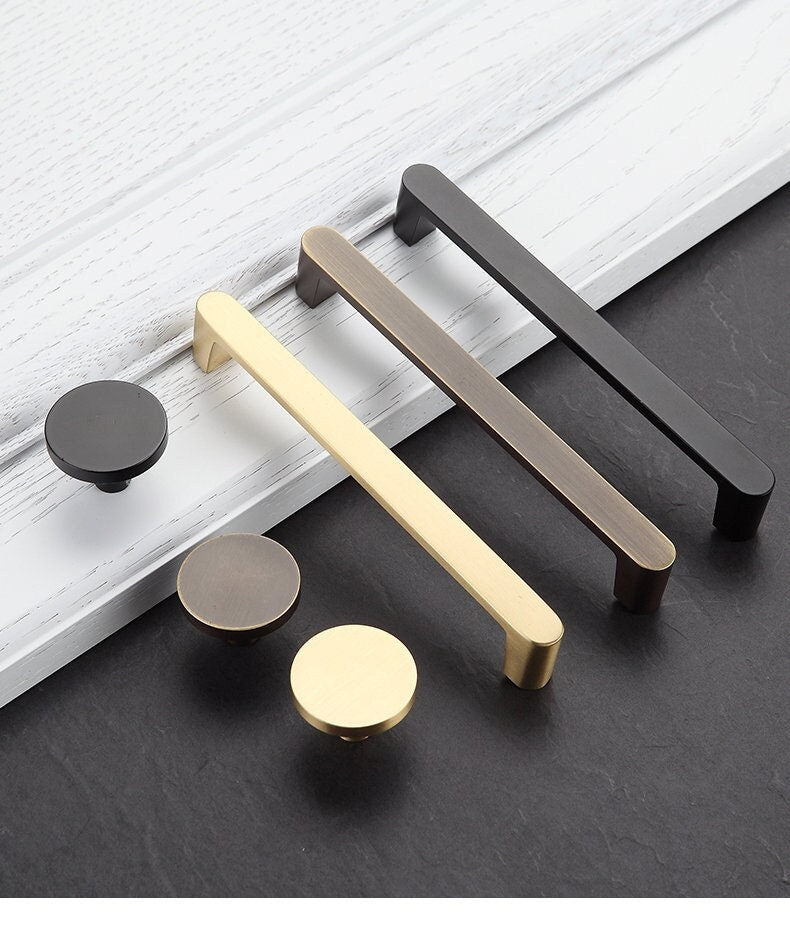 Bronze Black Gold Drawer Knobs Handles Cabinet Pulls Knobs, Minimalist Brass Dresser Handle pulls Wardrobe handle pulls Kitchen pull knob