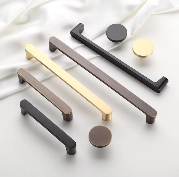 Bronze Black Gold Drawer Knobs Handles Cabinet Pulls Knobs, Minimalist Brass Dresser Handle pulls Wardrobe handle pulls Kitchen pull knob