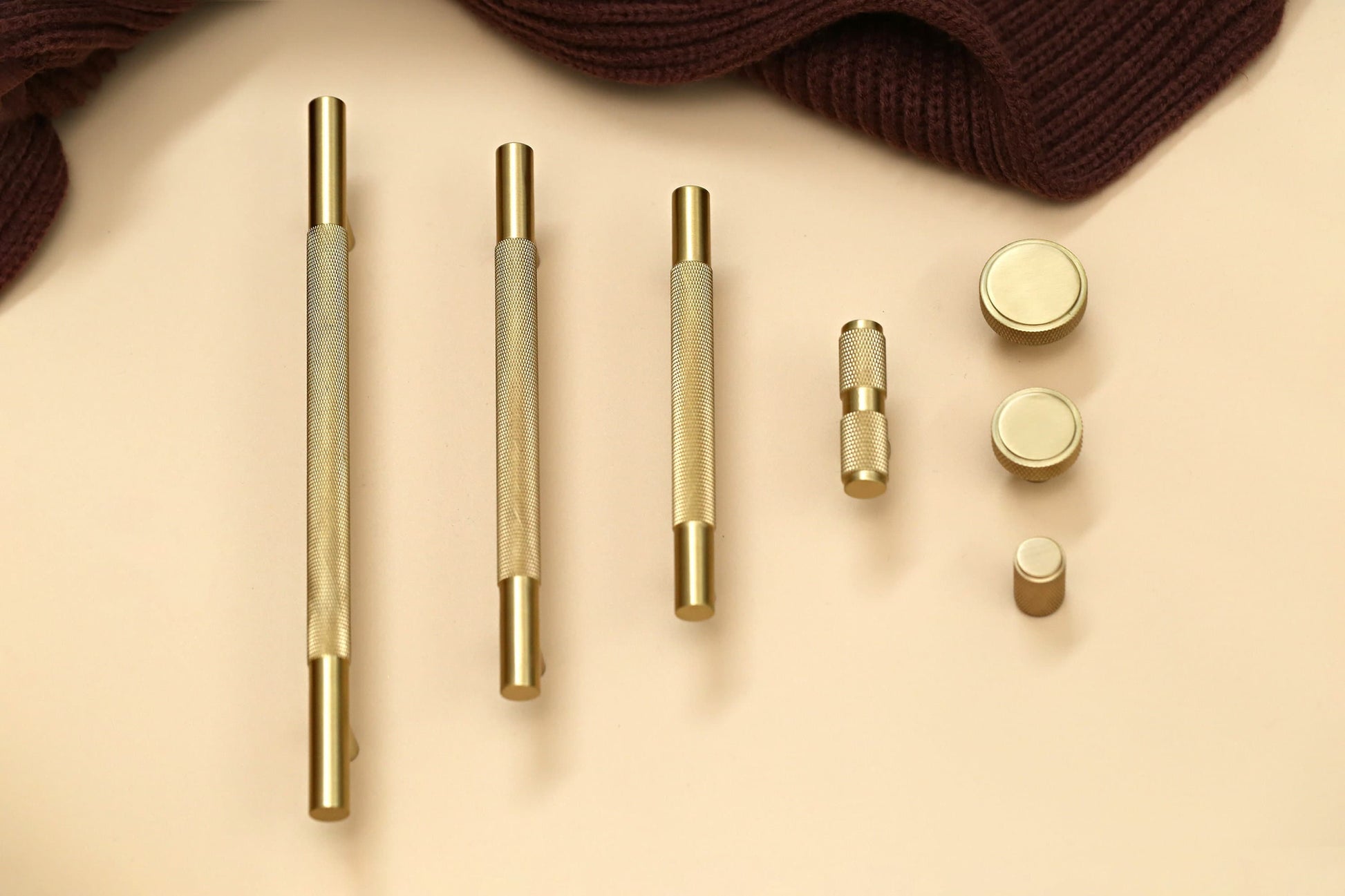 Golden Brass Knurled Cabinet Handles Pull, Satin Brass Door Handles, Drawer Pulls Knobs Handles Dresser Knobs handle Wardrobe Furniture pull