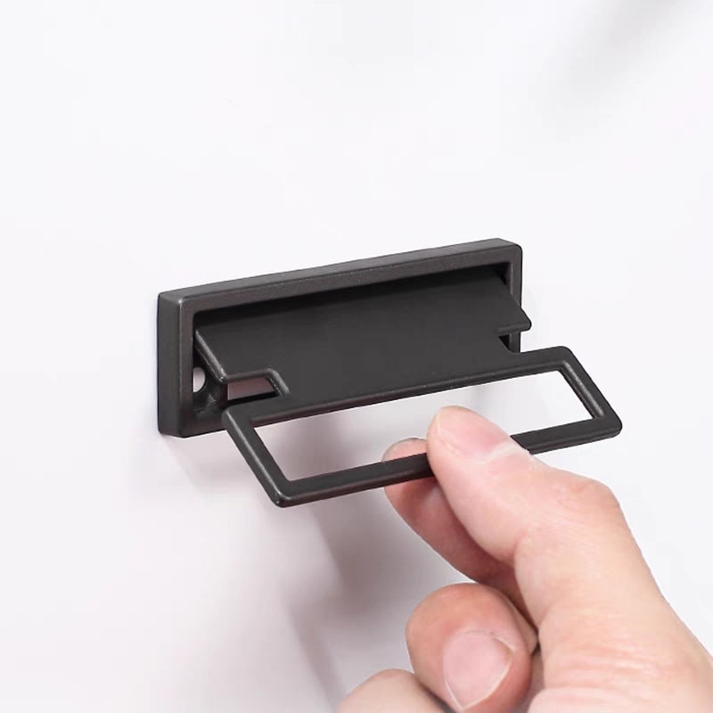Matte black Invisible rectangle handle pulls, Invisible Drawer Handle Pull, drop dresser handle knob Cabinet Knobs handle Furniture Hardware