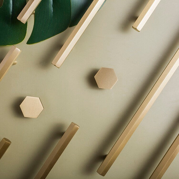 Solid Brass Hexagonal Drawer Pulls Knobs Handles, Brass minimalist Cabinet Handle Pulls, Dresser Knobs handle, Modern Furniture Hardware