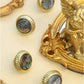 Vintage Shell with Brass Base Cabinet Pulls Knobs Handles, Round Dresser handle knob Brass Drawer Knob, Wardrobe Cabinet Pull Handle