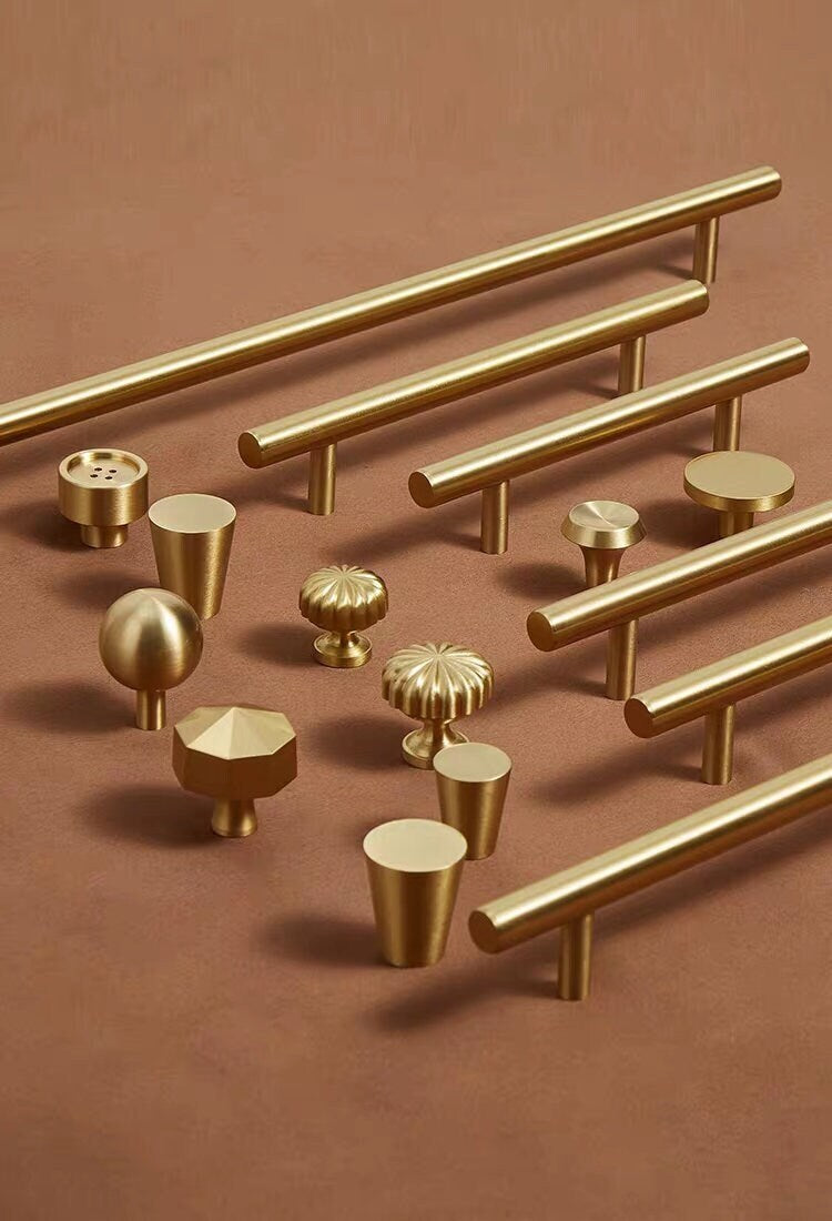 Modern Brass Drawer Pulls Knobs Handles, Gold Cabinet Handles Pull, Dresser handle pull, Wardrobe Knobs handle, Brass Furniture Handles,